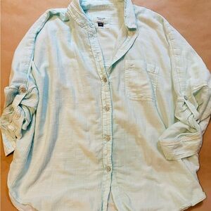 American Eagle Outfitters Blue Casual Button Down Shirt